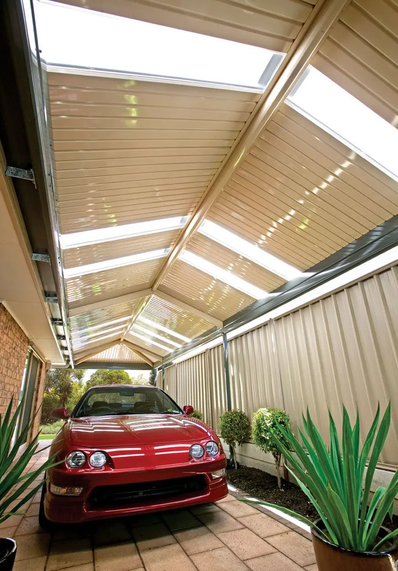 Flat-roof carport with Colorbond steel construction — Miranda, NSW