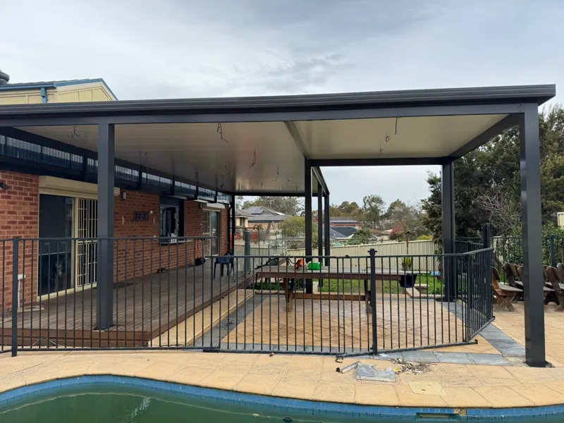 Flyover patio lifting the roofline for a brighter alfresco — Camden, NSW