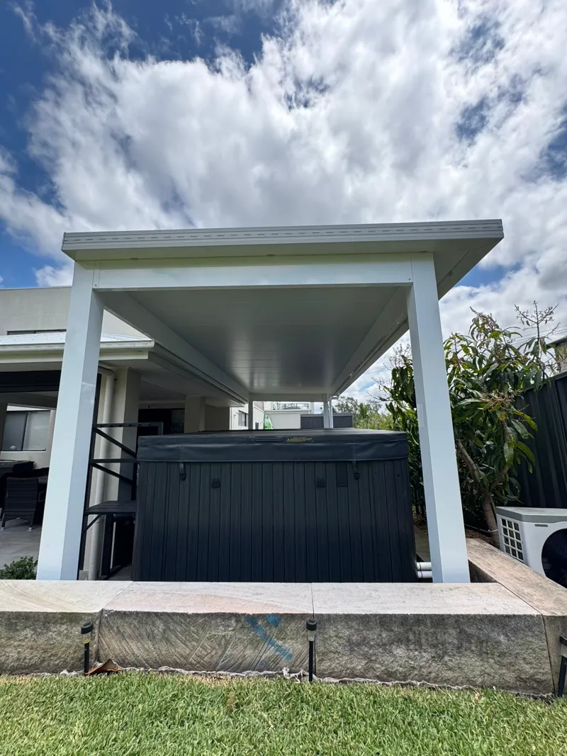 Insulated patio with a clean ceiling finish and downlights — Castle Hill, NSW